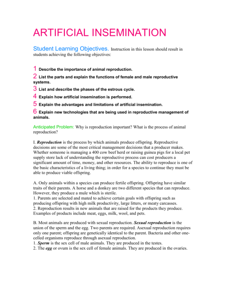Bsaa Artificial Insemination Worksheet Bsaa Artificial Insemination Worksheet