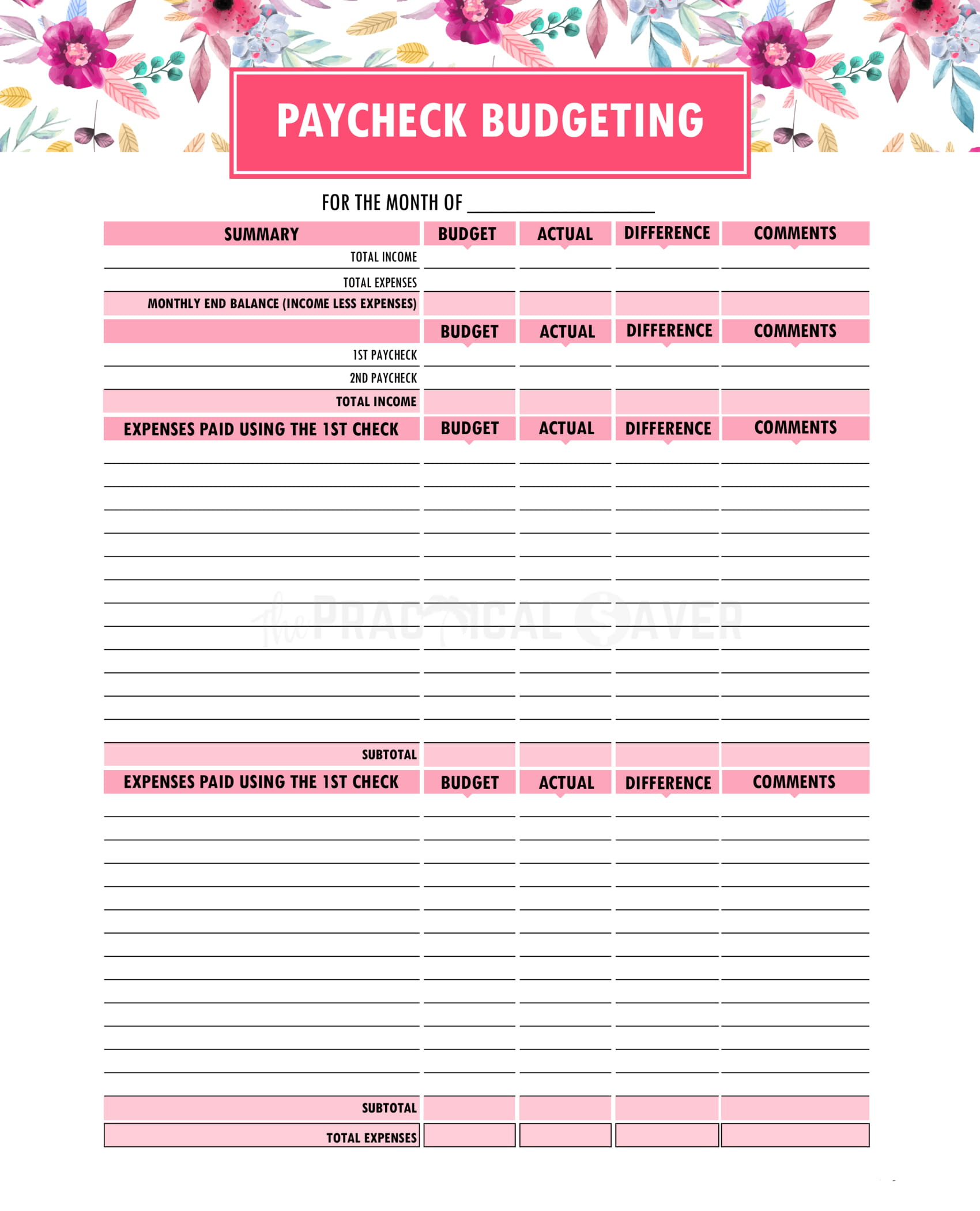 budget planner template printable binder
