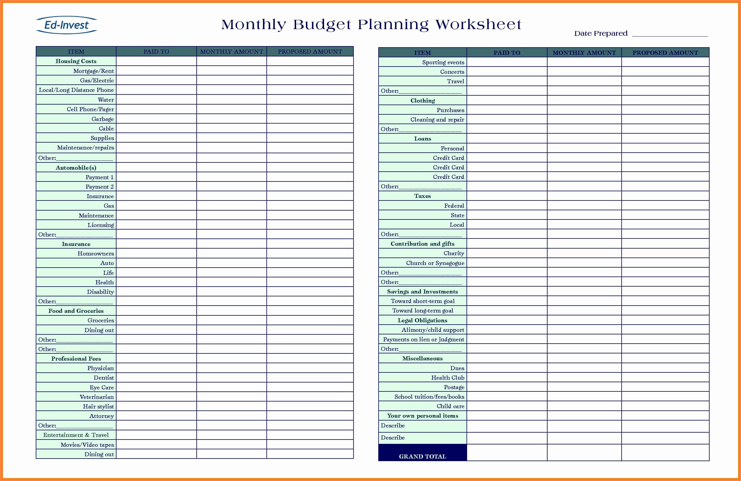 Budget Planner Spreadsheet Sheet Excel  Free