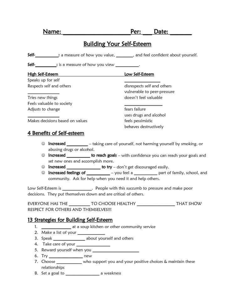 Building Self Esteem Worksheets Fresh Itemized Deductions