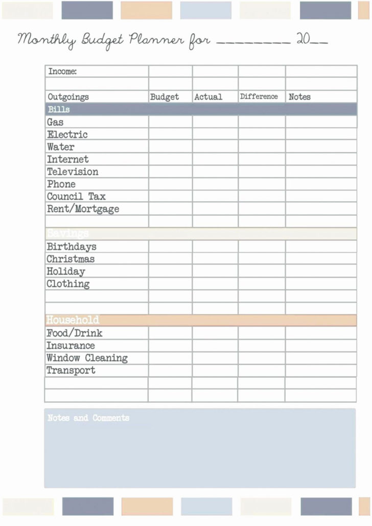 Travel Budget Worksheet Template