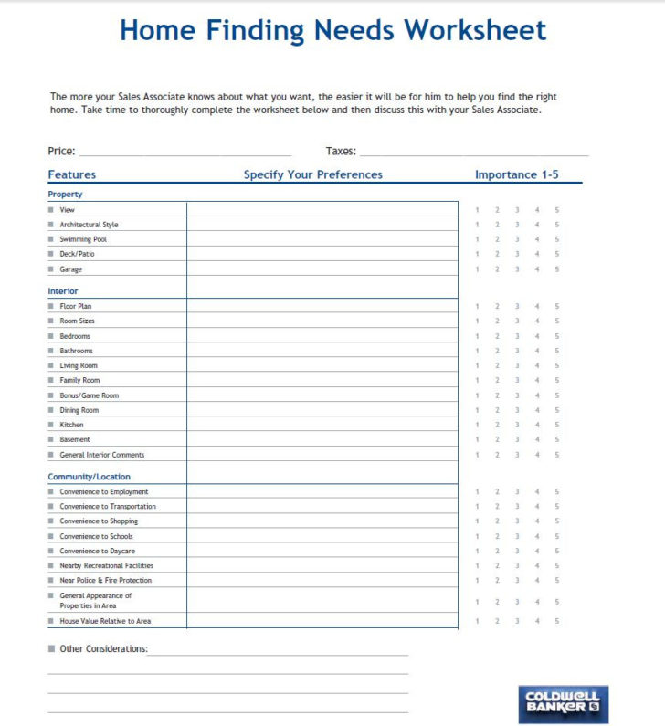 Sale Of Main Home Worksheet