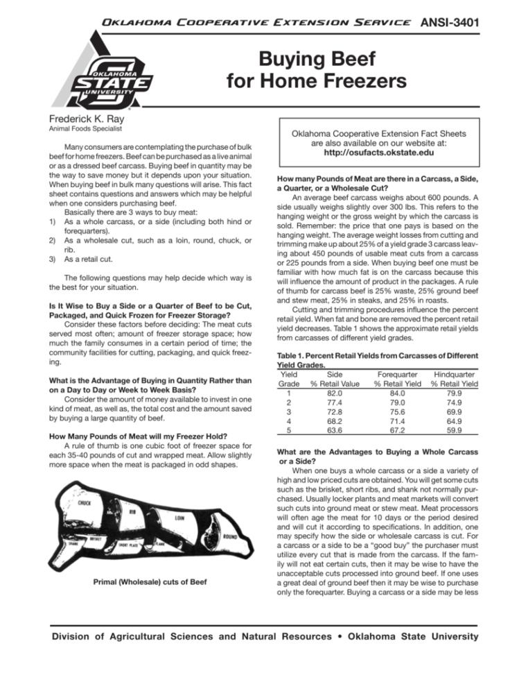 Buying Beef For Home Freezers  Osu Fact Sheets