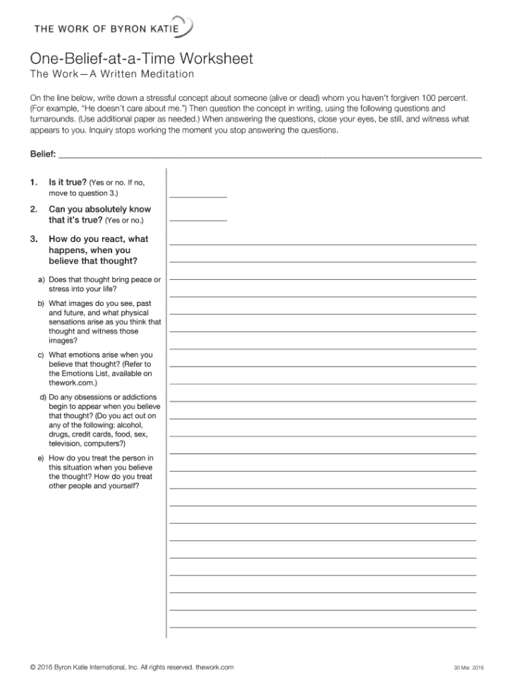 Byron Katie Worksheet  Fill Online Printable Fillable