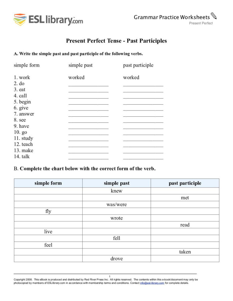 Calaméo  Present Perfect Worksheets