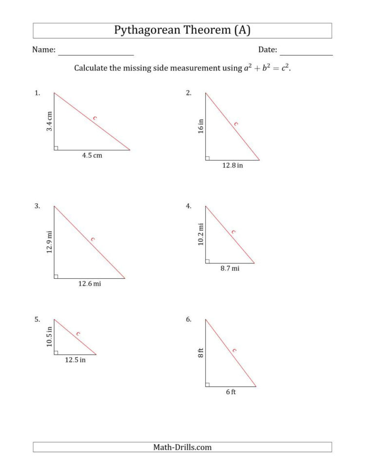 Calculate The Hypotenuse Using Pythagorean Theorem No