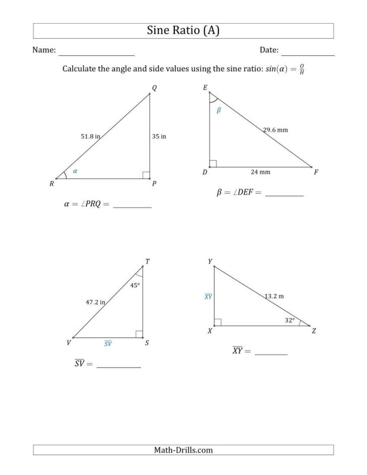 Law Of Sines Practice Worksheet Answers