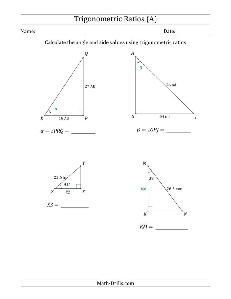 Worksheet Trigonometric Ratios Sohcahtoa Answer Key Db excel