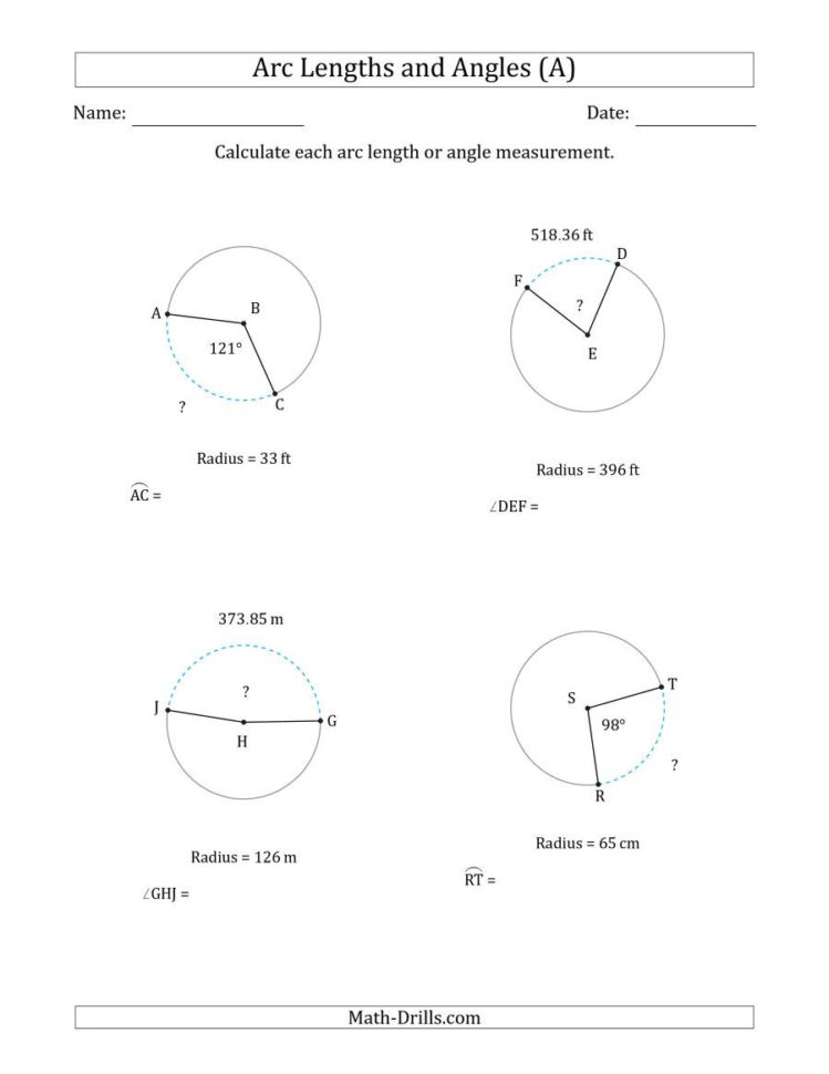 Calculating Arc Length Or Angle From Radius A