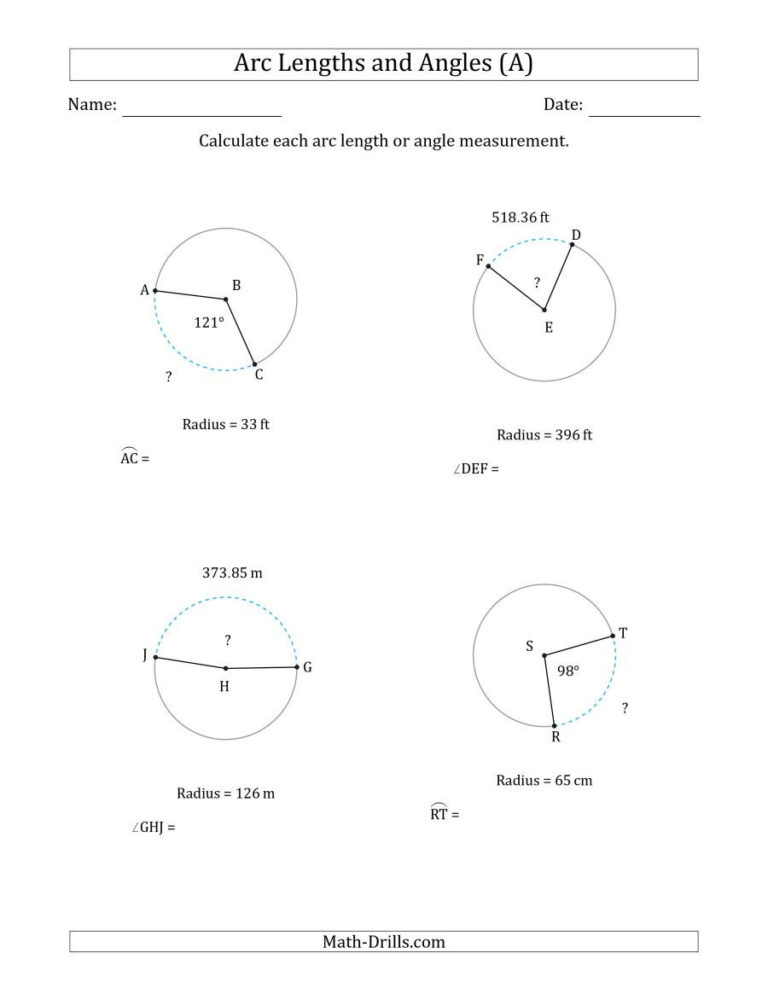 Arc Measure And Arc Length Worksheet — db-excel.com