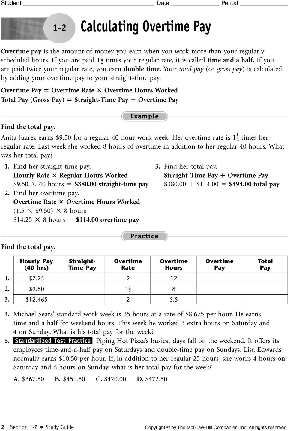 Calculating Overtime Pay Worksheet — db-excel.com