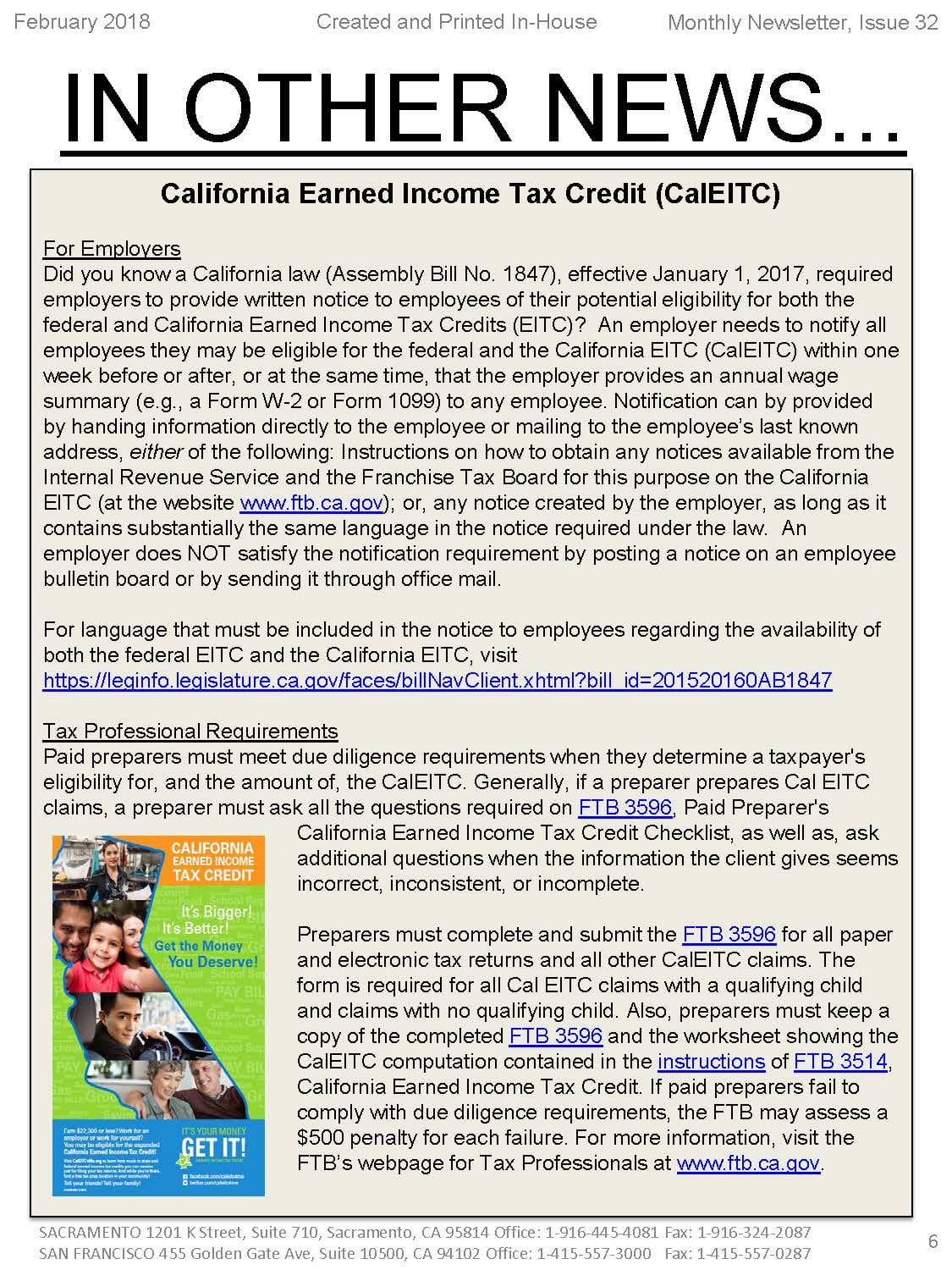 California Earned Income Tax Credit Caleitc  Hr Ledger Inc