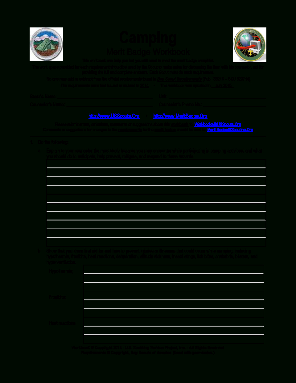 Camping Merit Badge Simplebooklet — db-excel.com