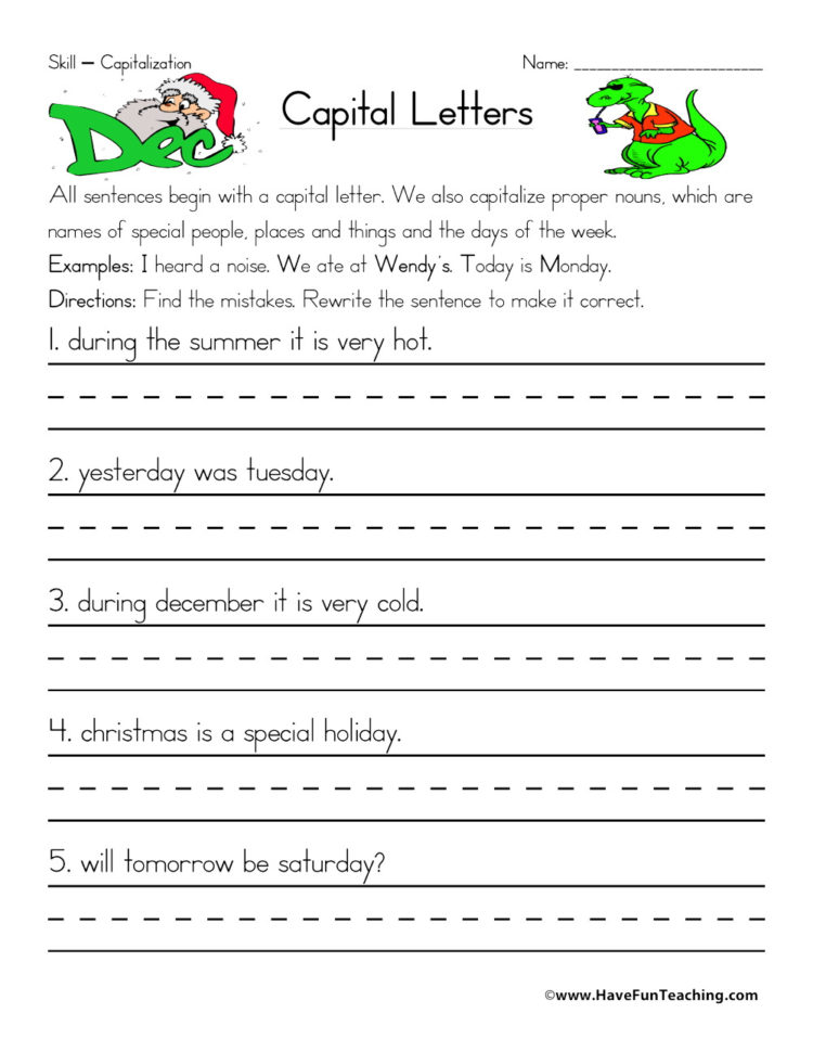 Capitalization Worksheets  Have Fun Teaching