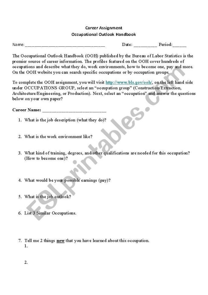 Career Exploration  Esl Worksheetcthrower