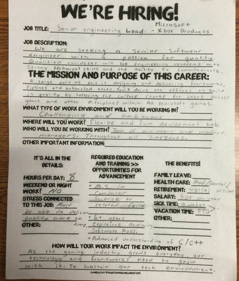 Career Exploration Lesson Plans  Project School Wellness