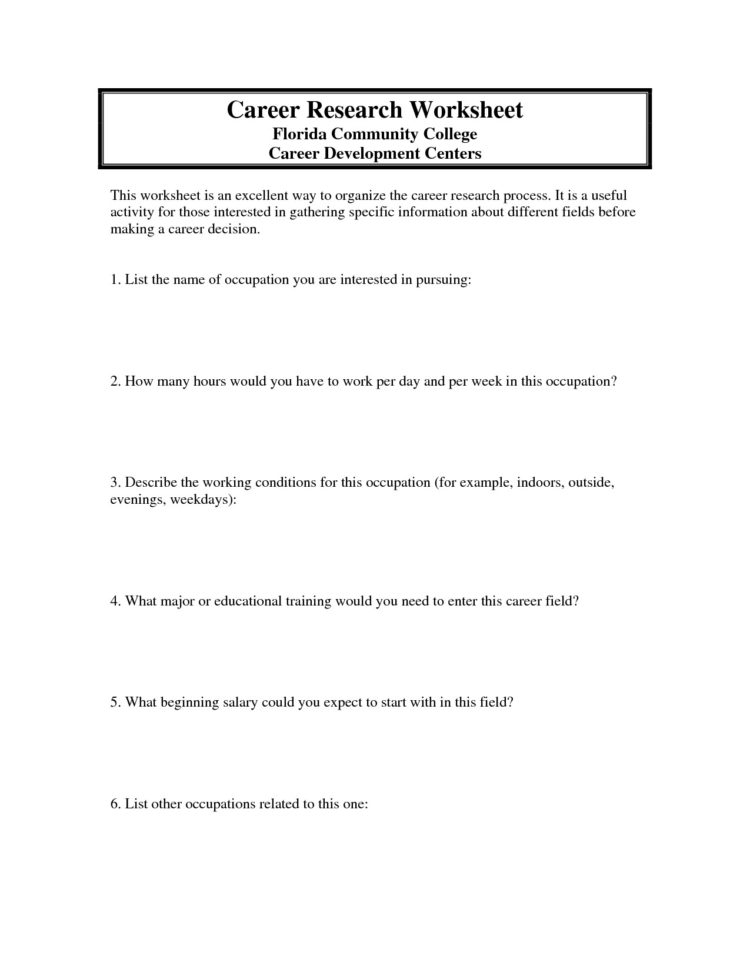 Career Exploration Worksheets  Soccerphysicsonline