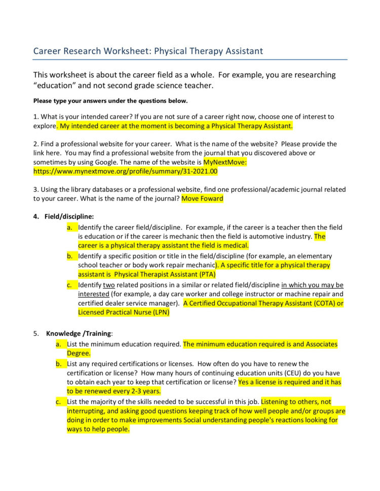 Career Portfolio Physical Therapy Assistant Pages 1  15