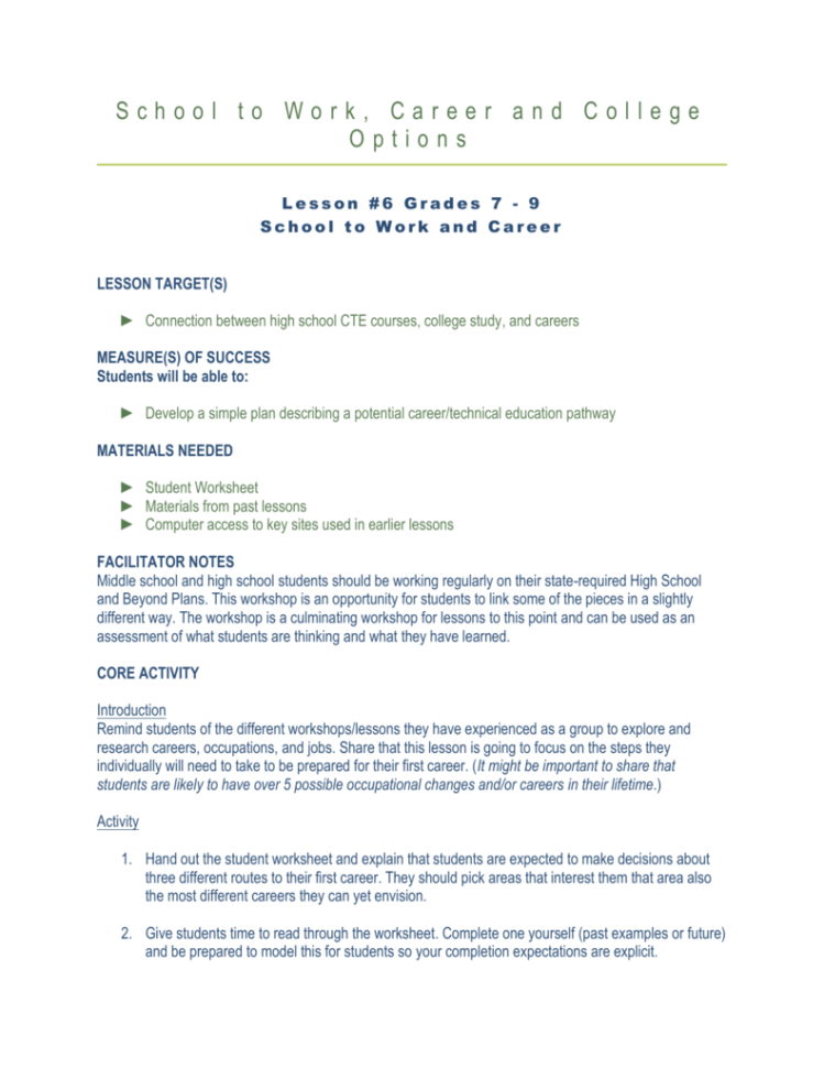 Career Ready Lesson 6 Grades 6