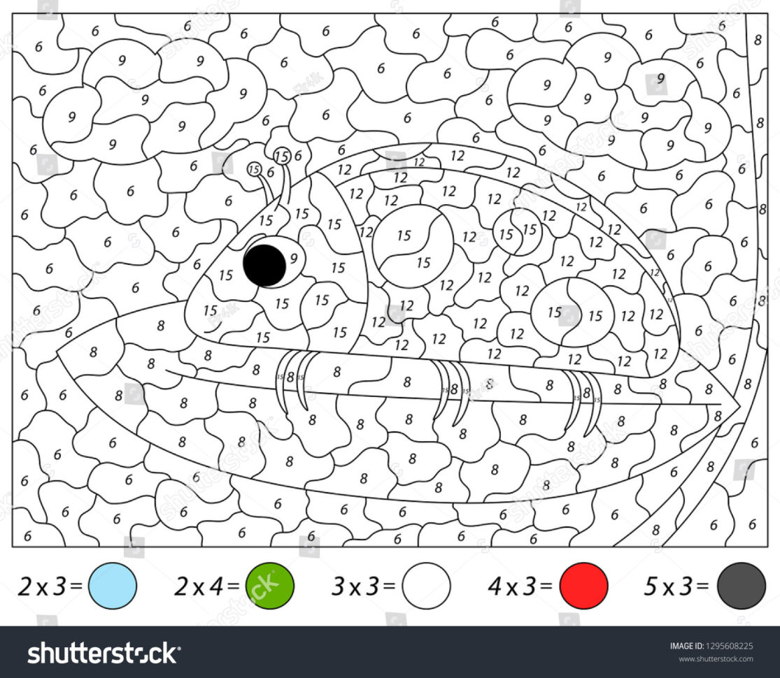 Cartoon Ladybug Math Activity Worksheet Multiplication Stock