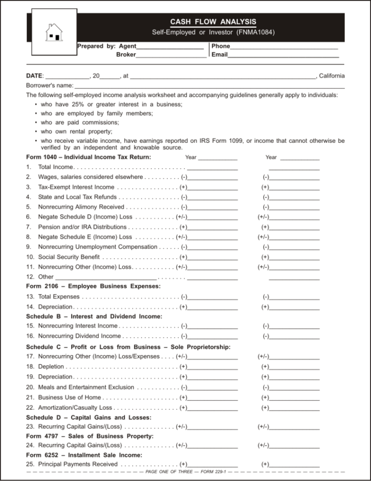 Self Employed Income Calculation Worksheet Excel 9873