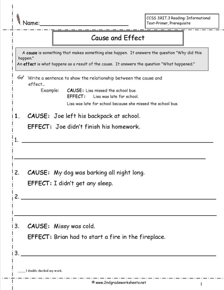 Cause And Effect Worksheets