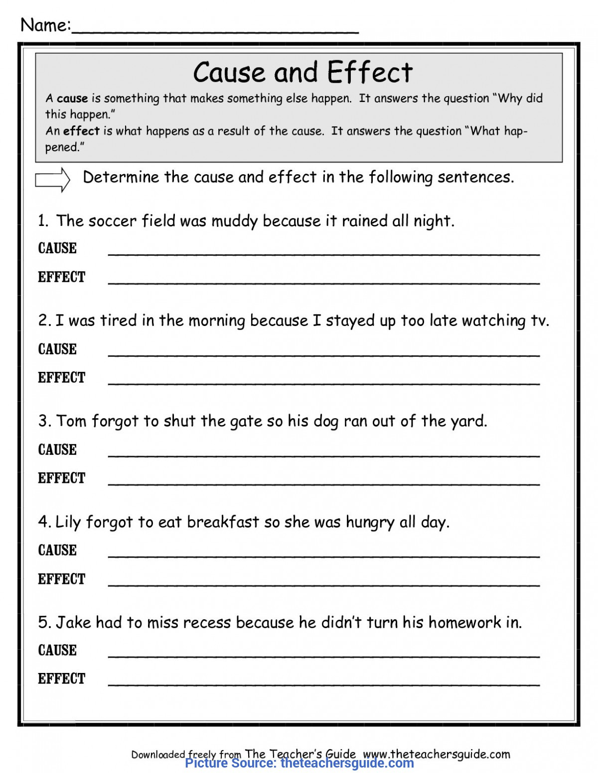 Cause And Effect Worksheets From The Teacher  Ota Tech