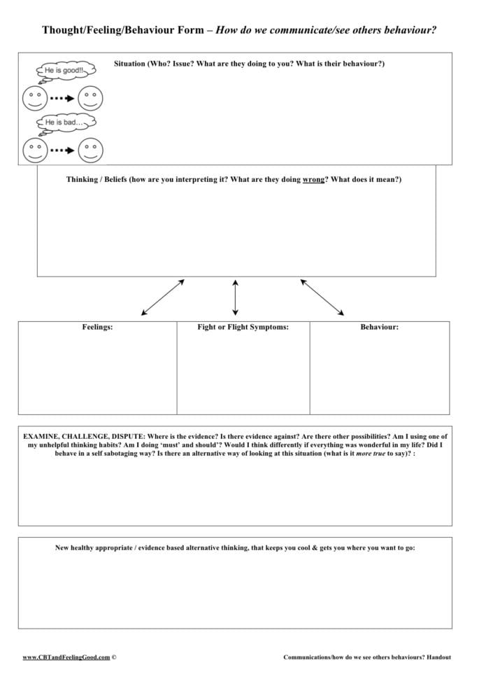 Cbt Dublin Ireland Worksheet – The Thoughtfeelingbehaviour