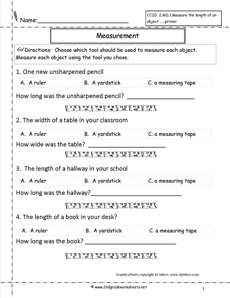 Ccss 2Md1 Worksheets Measuring Worksheets