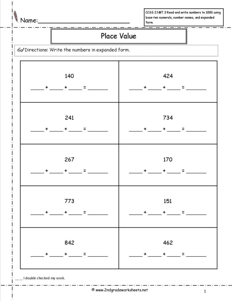 Ccss 2Nbt3 Worksheets Place Value Worksheetsread And