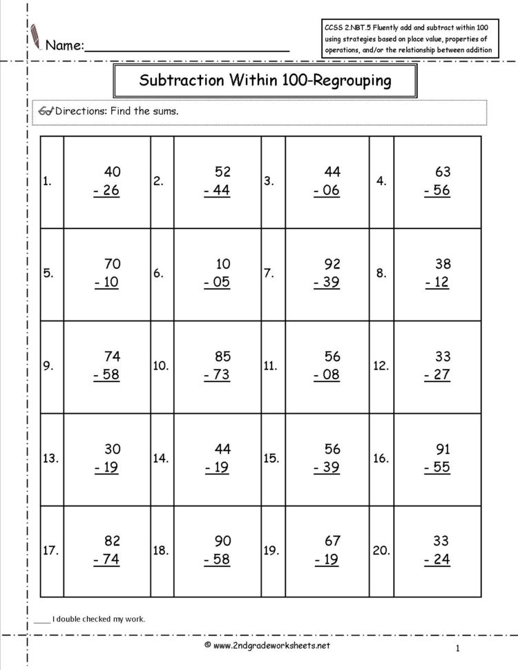 Ccss 2Nbt5 Worksheets Two Digit Addition And Subtraction