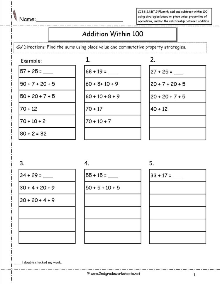 Ccss 2Nbt5 Worksheets Two Digit Addition And Subtraction Within