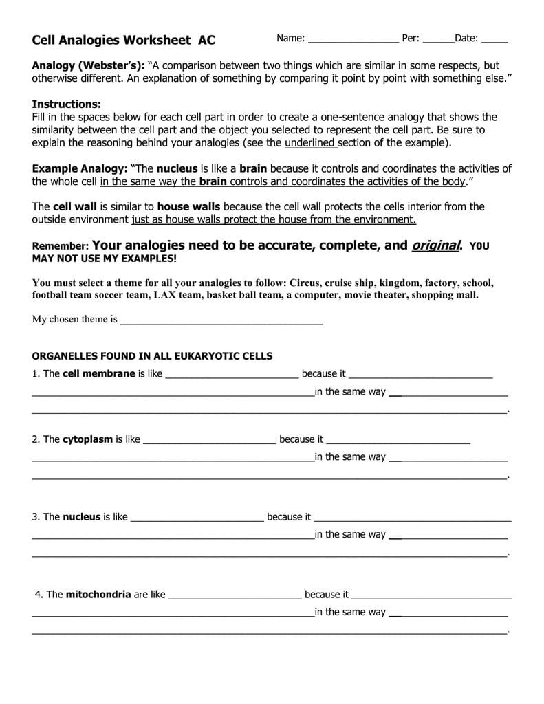 Analogies Worksheet With Answer Key Db excel