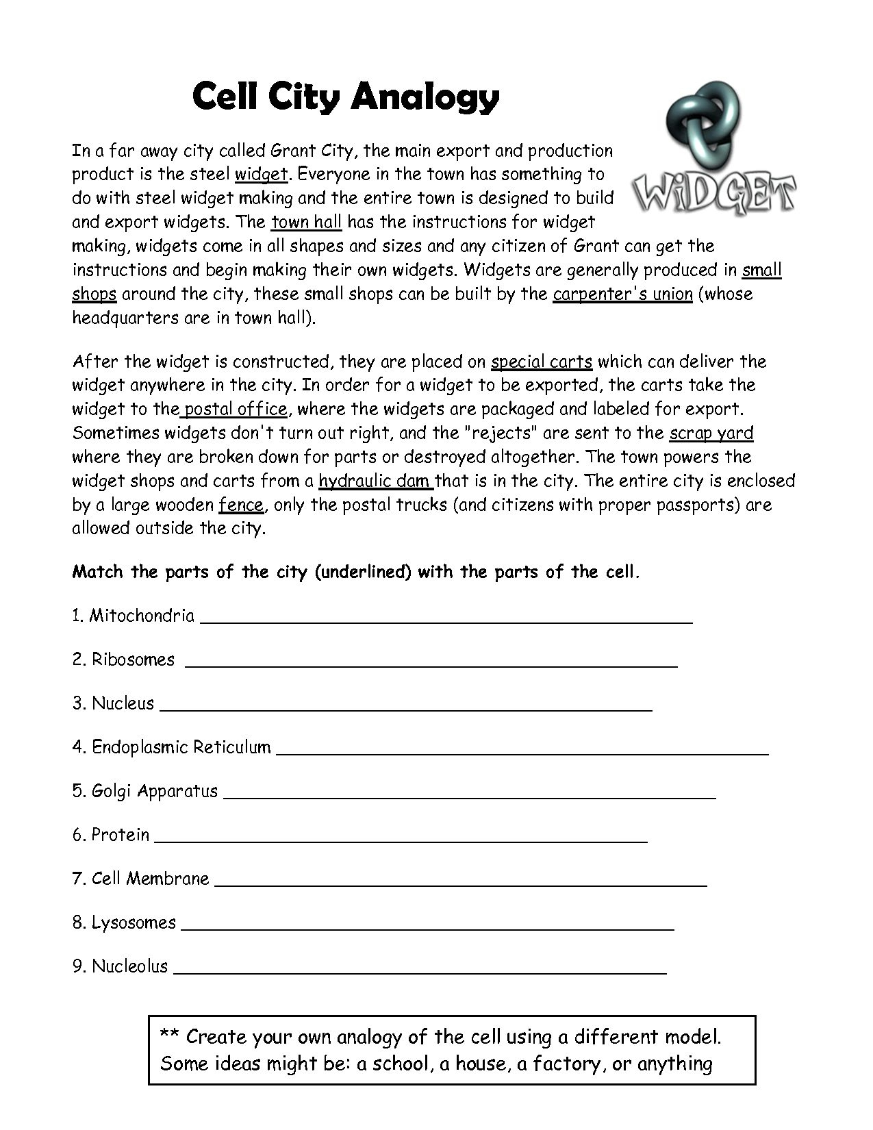 Cell City Analogy Worksheet Pdf Db excel