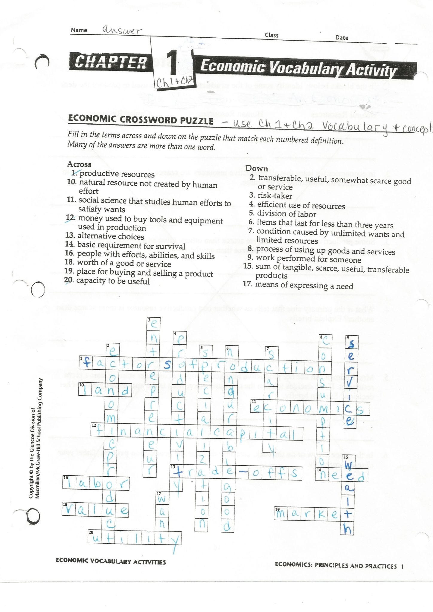 Cells Vocabulary Quiz Worksheet Answers