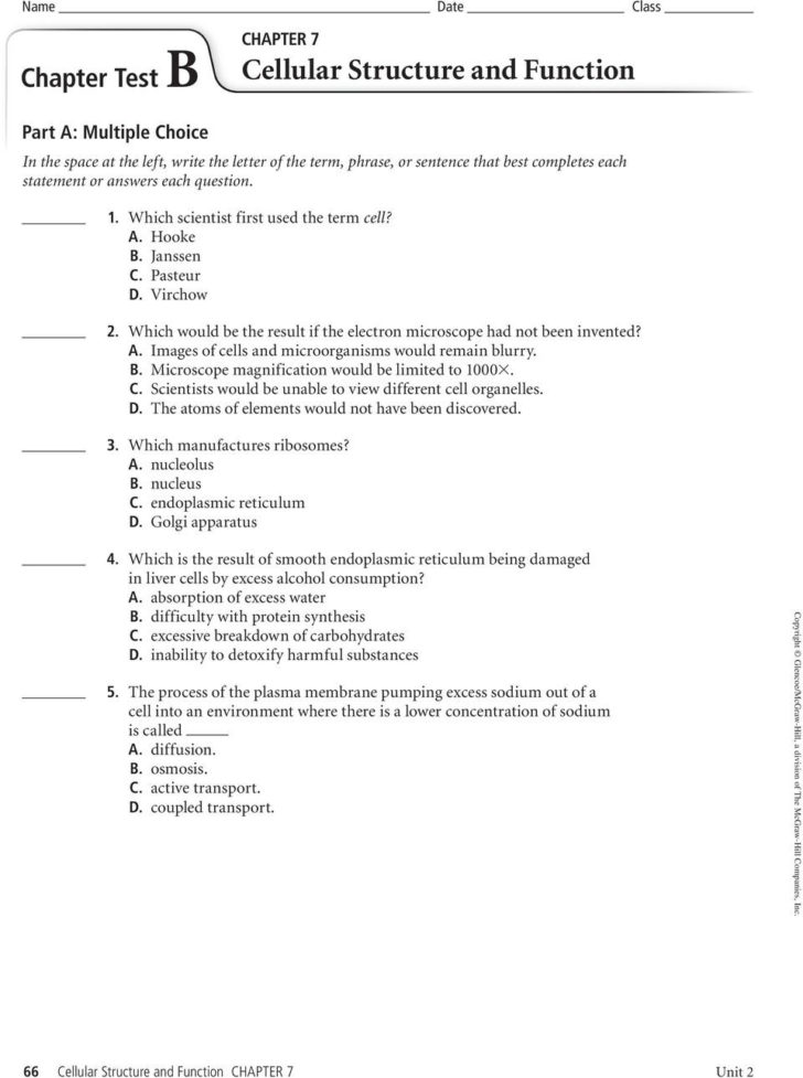 Chapter 4 Cell Structure And Function Worksheet Answers