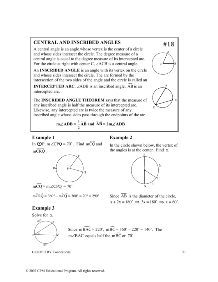 Central And Inscribed Angles