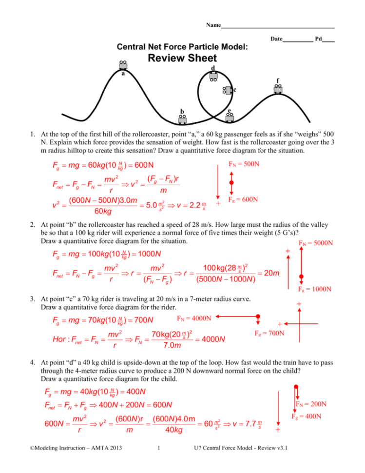 central net force particle model circular motion problem solving