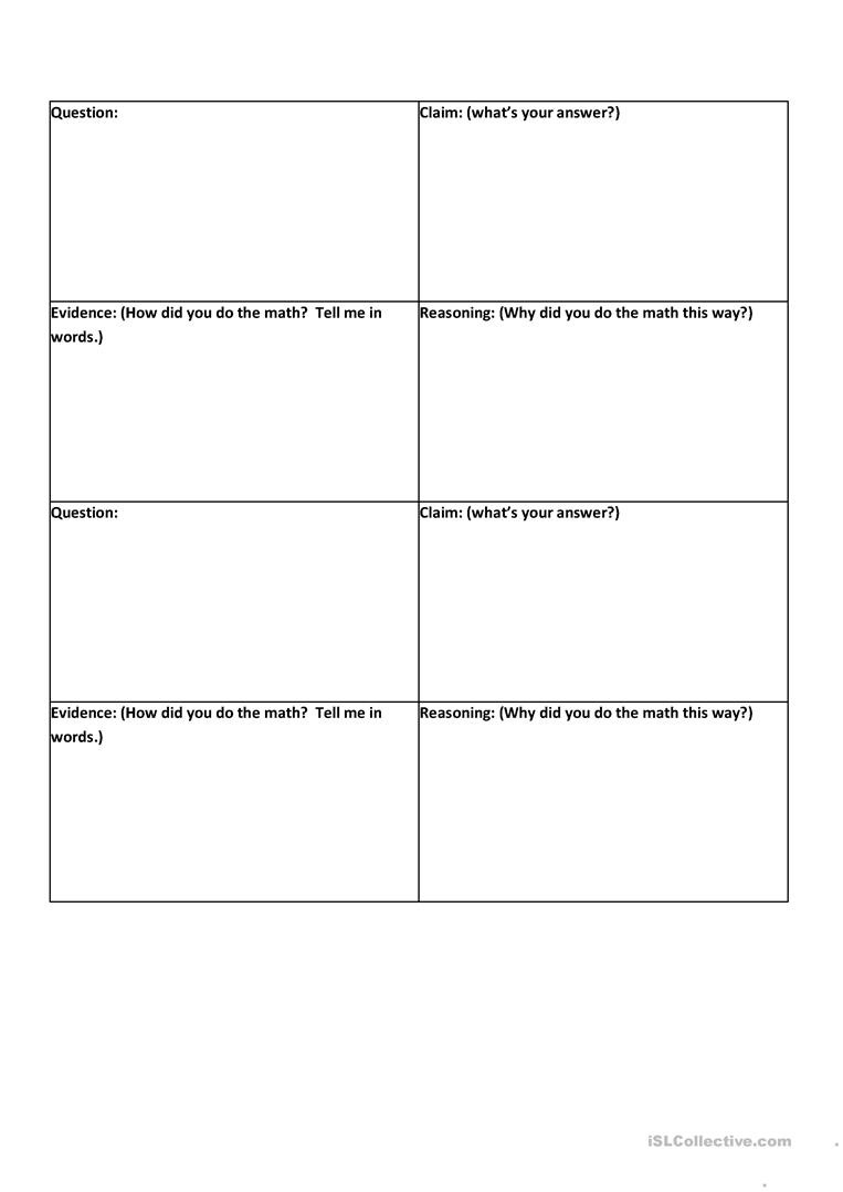 Cer Graphic Organizers  English Esl Worksheets