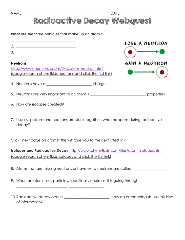 Ch 10 Radioactivity Webquest
