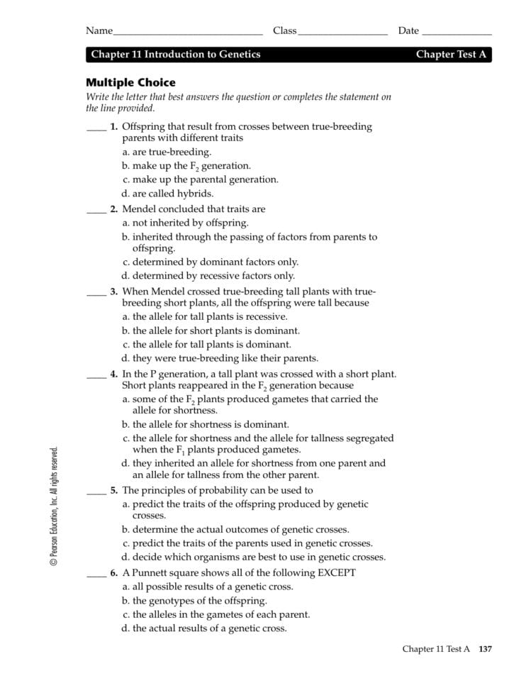Ch 11 Pretest