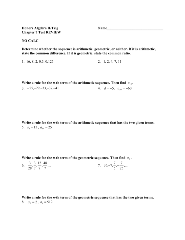 Ch 7 Test Review