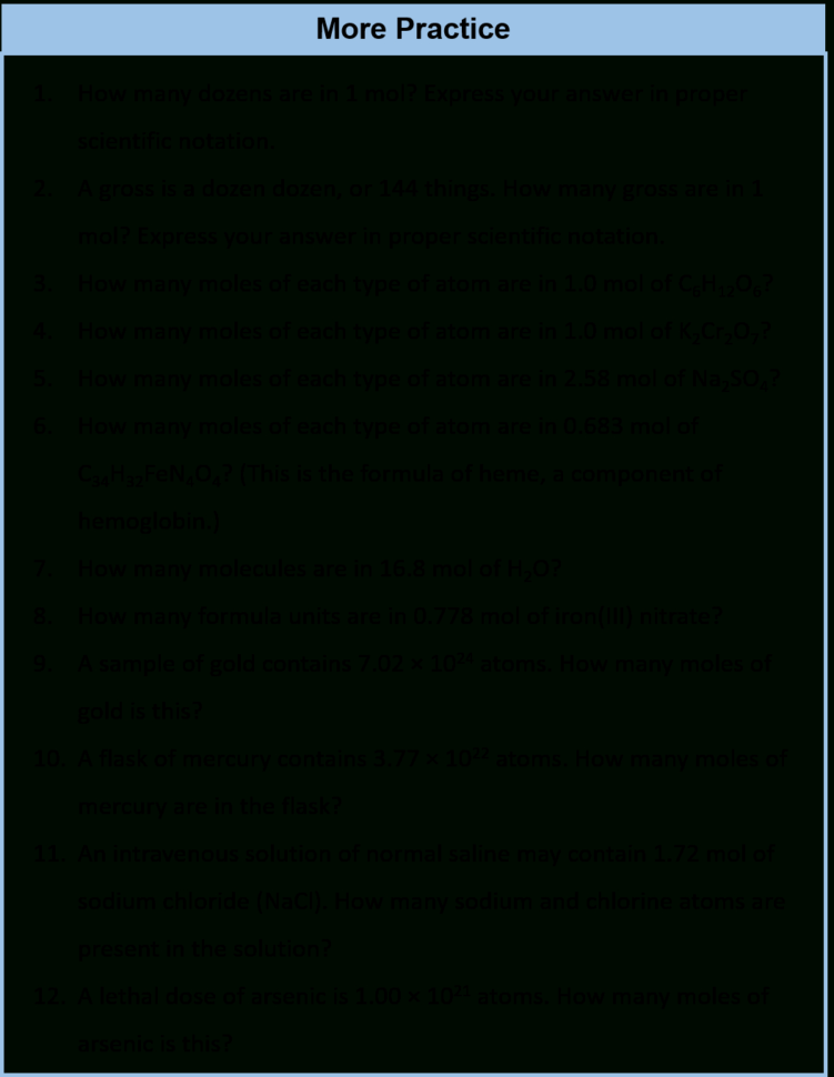 Ch150 Chapter 6 – Quantities In Chemistry – Chemistry