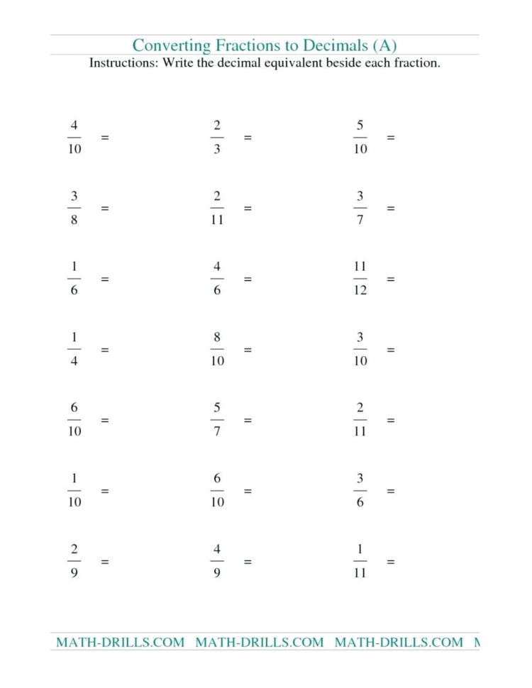 Change Percent To Decimal Worksheet Math Grade Percent To
