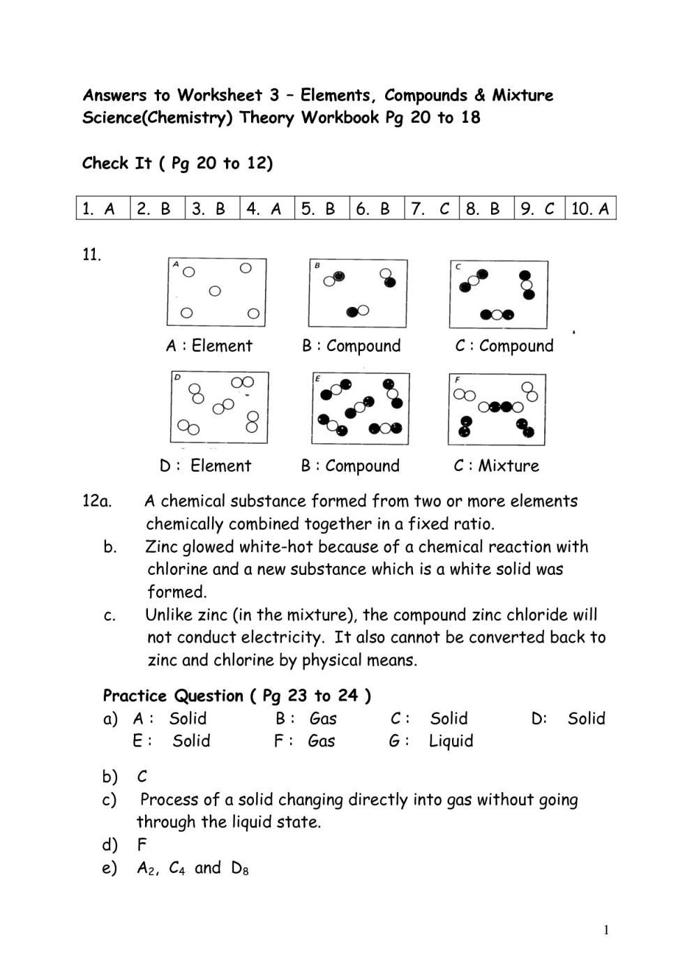 Changes Of State Worksheet Answers