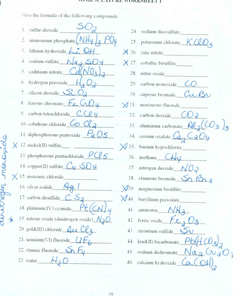 Chap Nomenclature Worksheet Nomenclature Worksheet 1 As