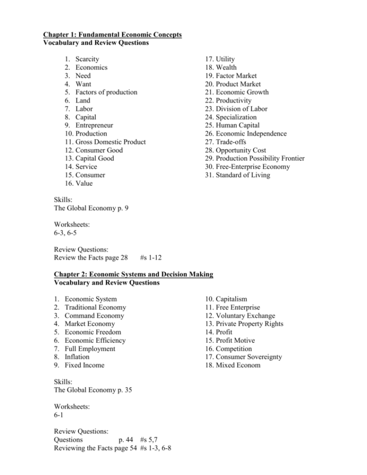 Chapter 1 Fundamental Economic Concepts