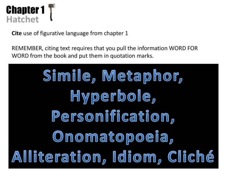Hatchet Figurative Language Worksheet Answers