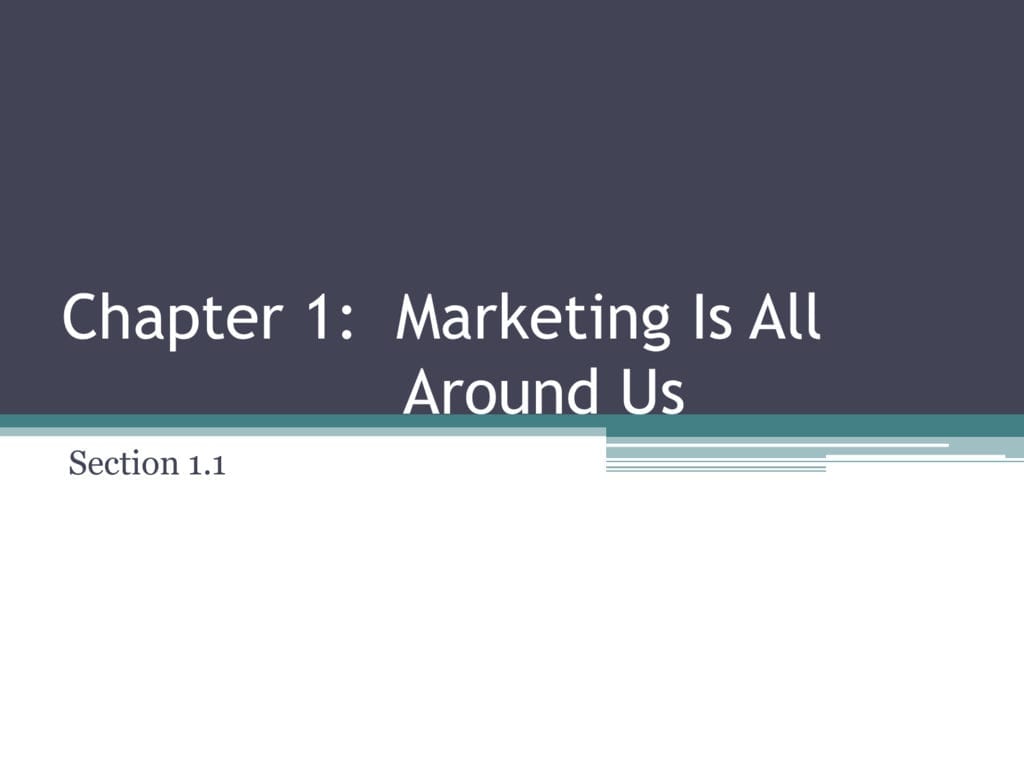 Chapter 1 Marketing Is All Around Us