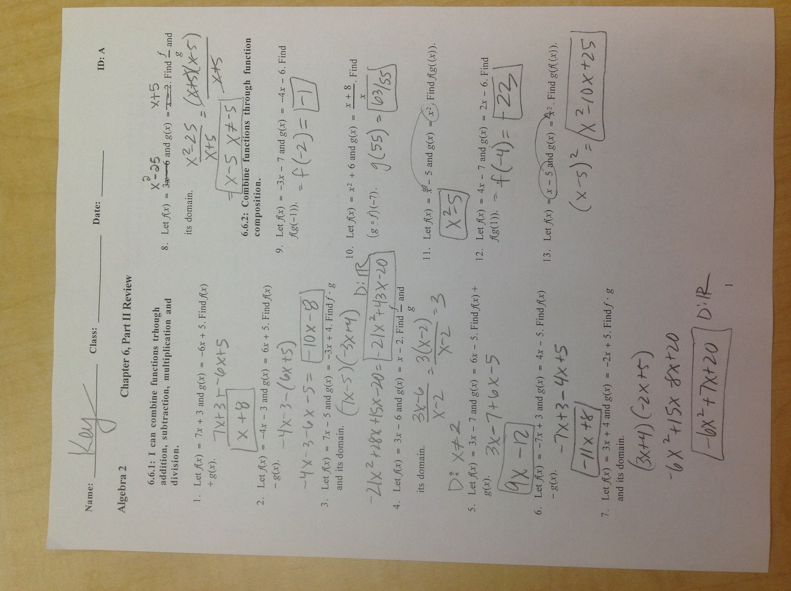 Chapter 1 Review Answers Math